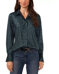 Vince Camuto - Top Printed Long Sleeve Button Up Preppy Erk1791 - Lyst