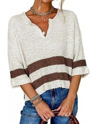 Shewin - Cozy Striped Knit Sweater - Lyst