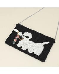 Fashnzfab - Seed Beaded Dog Flat Clutch Bag Crossbody Bag - Lyst