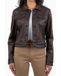 Kut From The Kloth - Julia Coated Crop Denim Trucker Jacket - Lyst