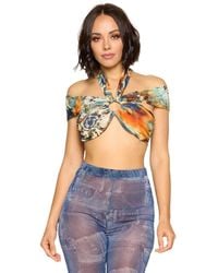 TRUEDAMES - Sexy Crop Halter Top, Self-Tie - Lyst