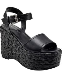 Marc Fisher - Burian Faux Leather Round Toe Platform Sandals - Lyst