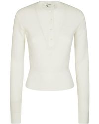 JW Anderson - Textured Waffle Knit Long-Sleeve Henley Top - Lyst