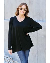 TRUEDAMES - Basic Bae Full Size V-Neck Long Sleeve Top - Lyst