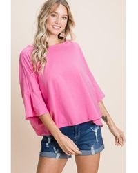 TRUEDAMES - Solid Cotton Casual Top - Lyst