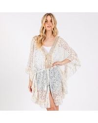 TRUEDAMES - Flower Lace Tassel Deco Cover Up Poncho - Lyst