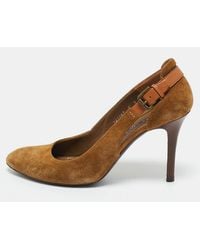 Ralph Lauren - Ralph Lauren Suede Side Buckle Round Toe Pumps - Lyst