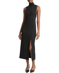 Vince - Side-Slit Sleeveless Turtleneck Dress - Lyst