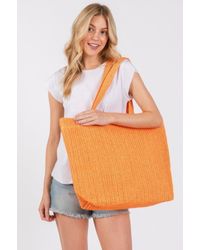 Fashnzfab - Solid Crochet Straw Bag - Lyst