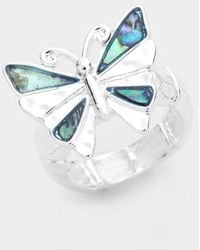 Fashnzfab - Abalone Butterfly Stretch Ring - Lyst