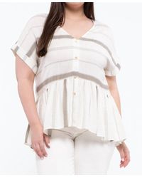 Blu Pepper - Striped Button Down Top - Lyst