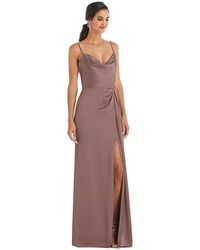 Dessy Collection - Cowl-neck Draped Wrap Maxi Dress With Front Slit - Lyst
