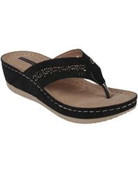 Good Choice - Bari Faux Suede Round Toe Wedge Sandals - Lyst