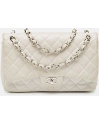 Chanel - Light Quilted Leather Jumbo Classic Double Flap Bag - Lyst