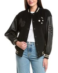 AllSaints - Valeria Leather Sleeve Wool-blend Varsity Jacket - Lyst