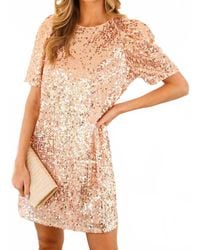 Vine & Love - Sequin Short Sleeve Shift Dress - Lyst