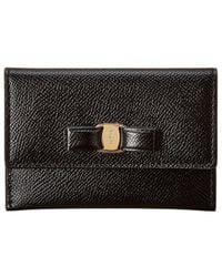 Ferragamo - Ferragamo Vara Bow Leather Card Case - Lyst