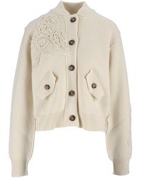 Ermanno Scervino - Knitted Cropped Decorative Appliques Bomber Jacket - Lyst