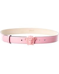 Versace Palazzo Buckle Leather Belt - Pink