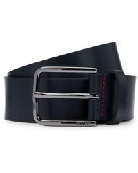 HUGO - Grained Leather Belt With Stitching - Lyst