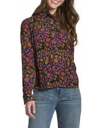 Apny - Ruffle Half Placket Blouse - Lyst