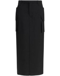 Rick Owens - Black Fleece Wool Midi Skirt - Lyst