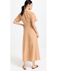 A.L.C. - A. L.c. Florence Raffia Tan Insert Pleated Skirt Midi Dress - Lyst