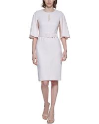 Calvin Klein - Petites Knit Cape Sleeves Fit & Flare Dress - Lyst