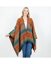 TRUEDAMES - Open Front Bohemian Pattern Shawl Wrap With Loop - Lyst