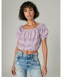 Lucky Brand - Off The Shoulder Lace Crop Top - Lyst