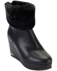 DKNY - Nadra Faux Leather Wedge Boots - Lyst