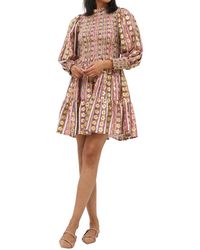 Oliphant - Smocked Flirty 3/4 Sleeve Mini Dress - Lyst
