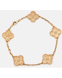 Van Cleef & Arpels - Vintage Alhambra Textured 18k Rose 5 Motif Bracelet - Lyst