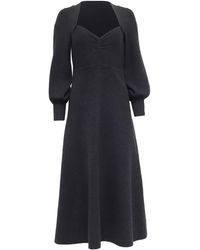 Sandro - Sandro Sweetheart-Neck Puff-Sleeve Midi Dress - Lyst