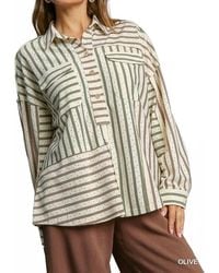 Umgee - Colorblock Stripe Collared Button-Down Top - Lyst