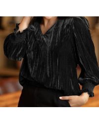 Michelle Mcdowell - Crushed Velvet Ruffle Top - Lyst