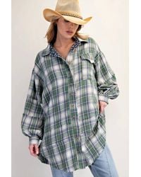 Easel - Peace Patch Mineral Washed Flannel Tunic - Lyst