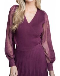 Skies Are Blue - Rebel Lace Sleeve Wrap Sweater - Lyst