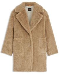 BOSS - Teddy Coat With Adjustable Collar - Lyst