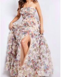 Jovani - Floral Strapless Maxi Gown - Lyst