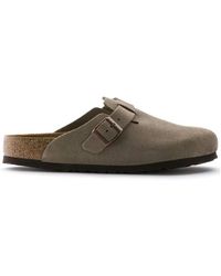 Birkenstock - Boston Taupe Suede Leather Sabot - Lyst