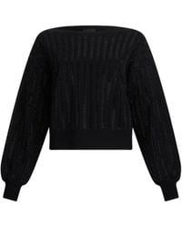 Liu Jo - Cropped Sweater With Wide Neckline And Voluminous Sleeves - Lyst
