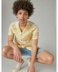 Lucky Brand - Linen Print Camp Collar Short Sleeve Shirt - Lyst