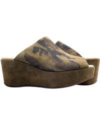 Chocolat Blu - Yiona Peep Toe Wedge Military Suede Sandal - Lyst
