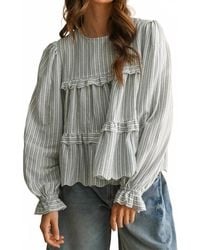 Miou Muse - Striped Ruffle Top - Lyst