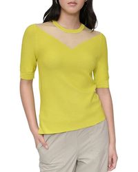 DKNY - Sheer Neck Top - Lyst