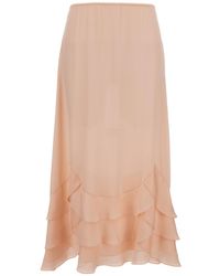 Simone Rocha - Pale Tiered Scalloped Silk Maxi Skirt - Lyst