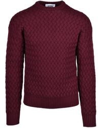 Alpha Studio - Chunky Cable Knit Sweater With Classic Crew Neckline - Lyst
