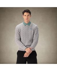 Members Only - Crew Neck Cable Sweater - Lyst