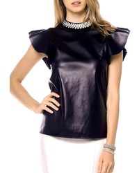 Gracia - Faux Leather Embellished Pullover Top - Lyst